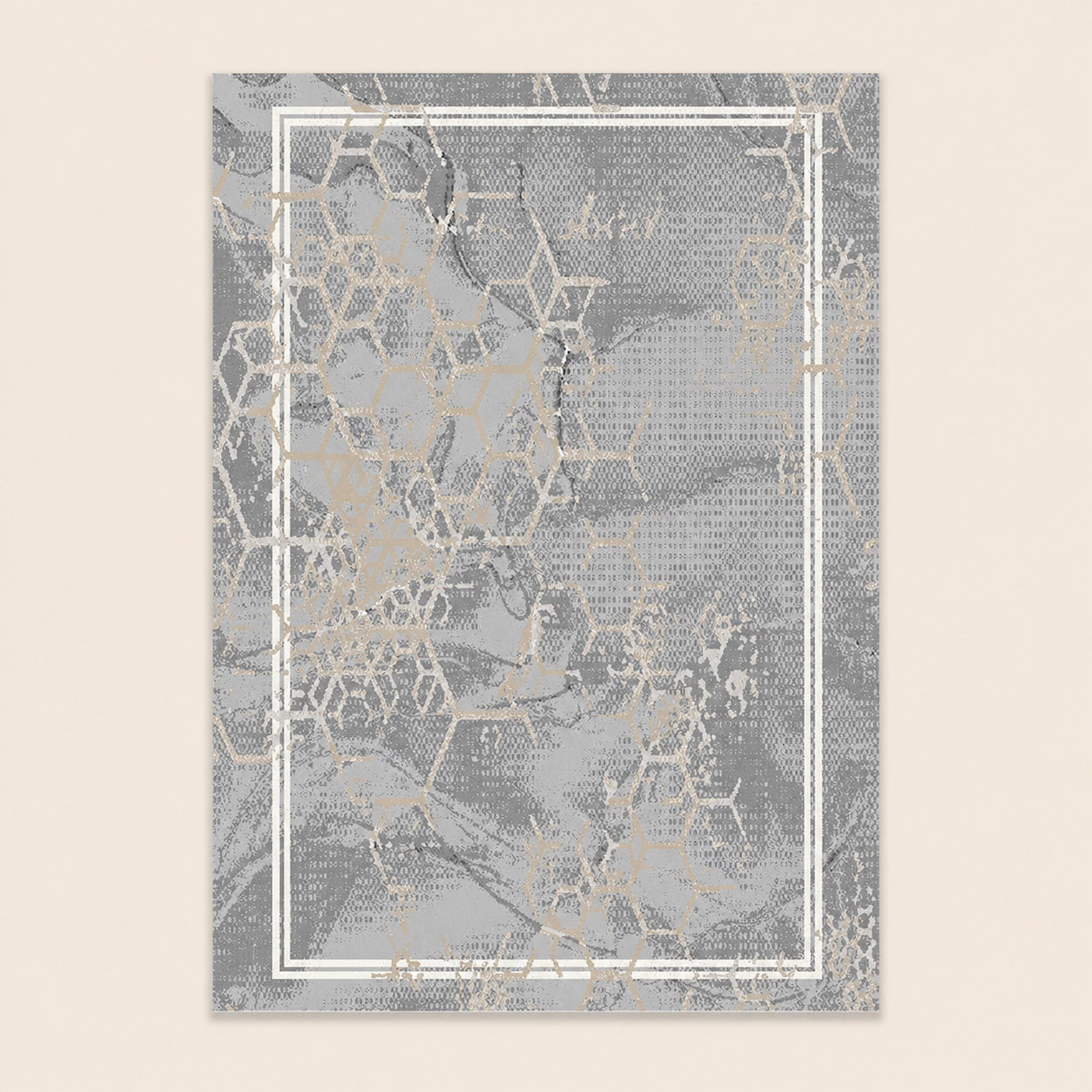 Elmaas T503A Light Grey V Beige Modern Area Rug