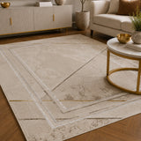 Elmaas T510A Cream White Modern Area Rug