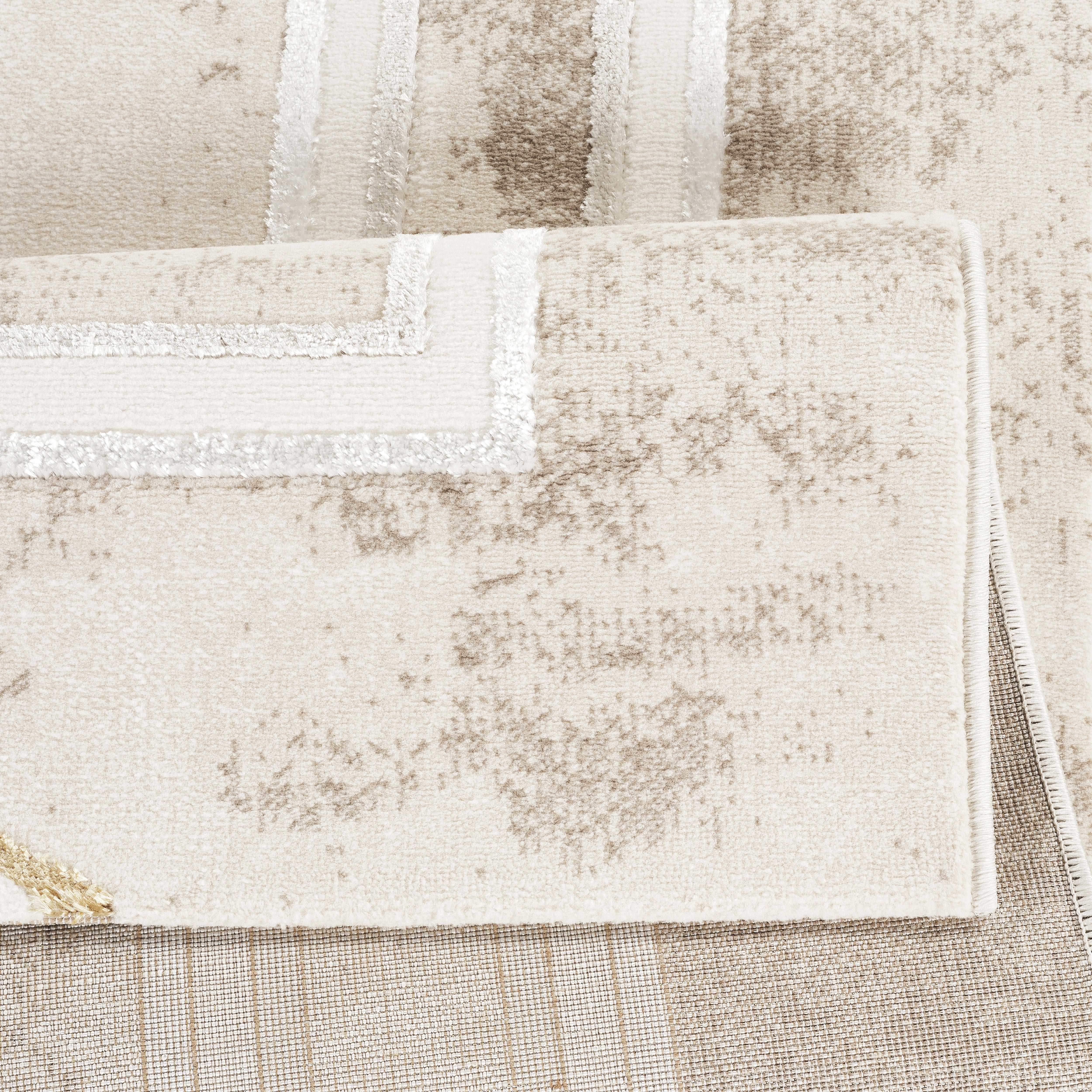 Elmaas T510A Cream White Modern Area Rug