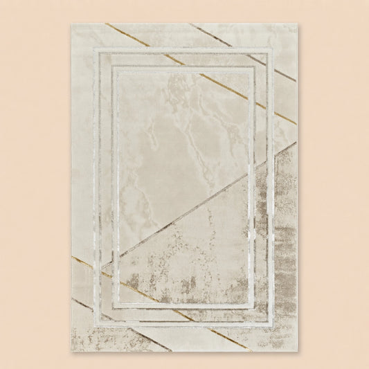 Elmaas T510A Cream White Modern Area Rug