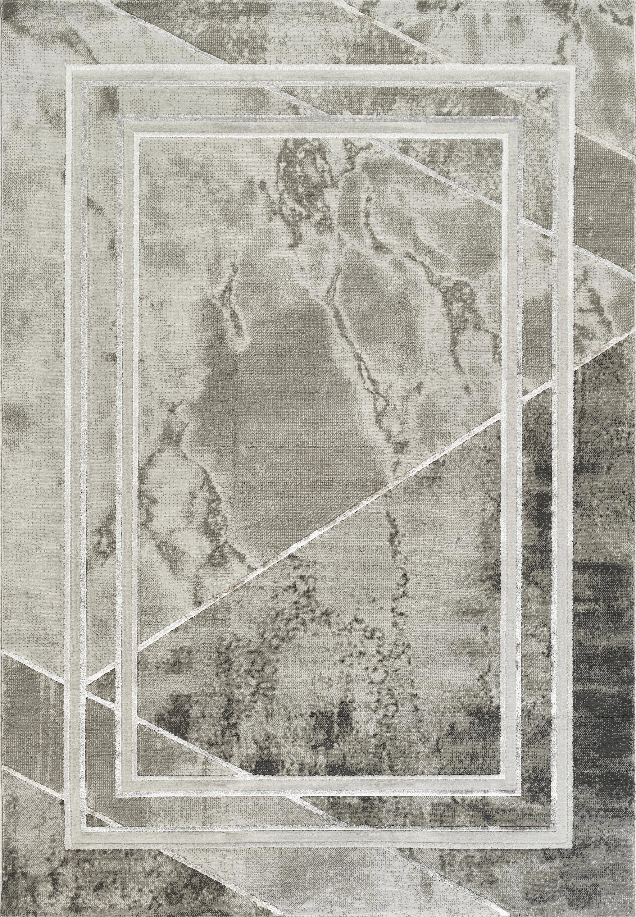 Elmaas T510A Light Grey White Modern Area Rug