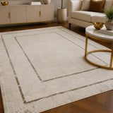 Elmaas T519A Cream White Modern Area Rug