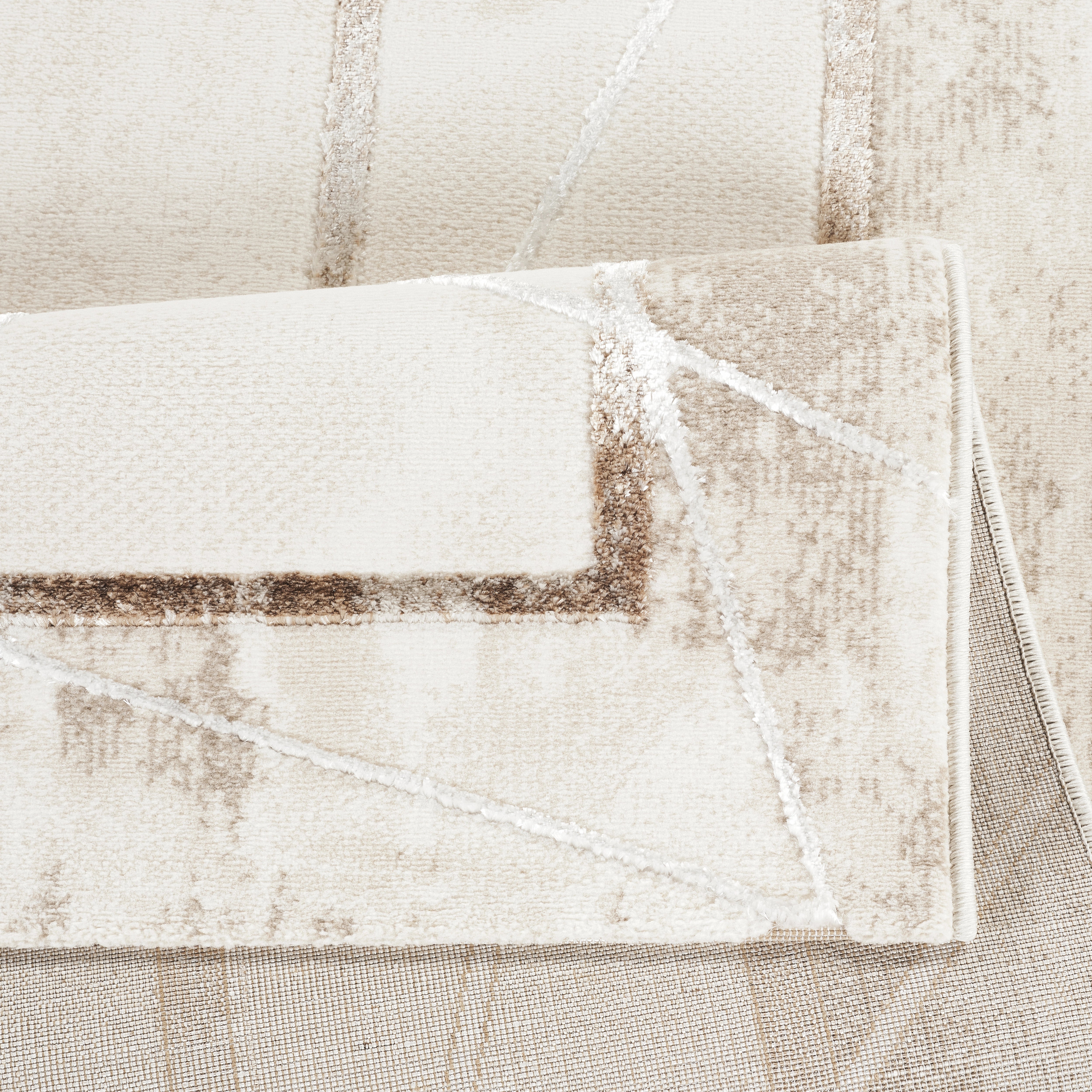 Elmaas T519A Cream White Modern Area Rug