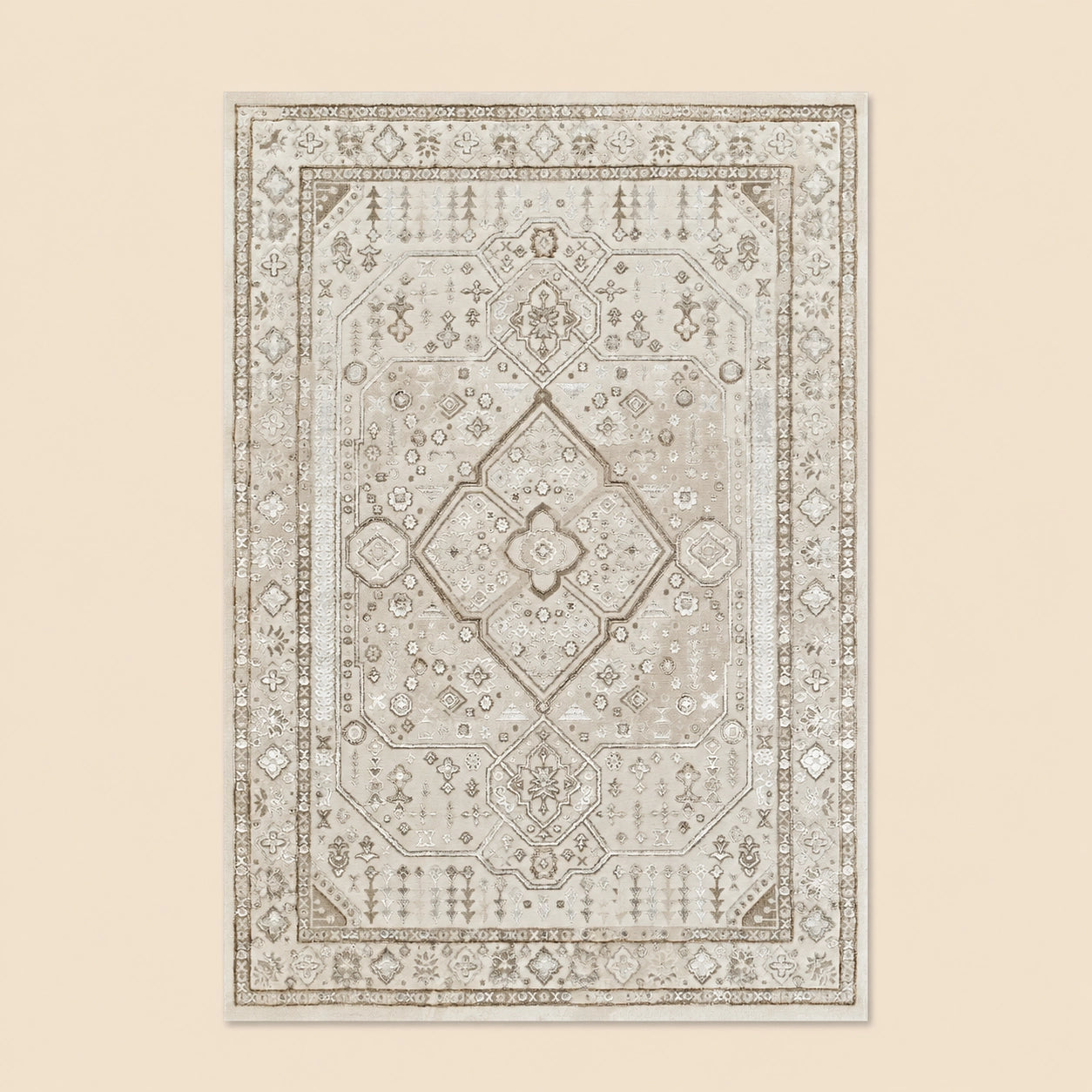 Elmaas T529A Cream White Modern Area Rug