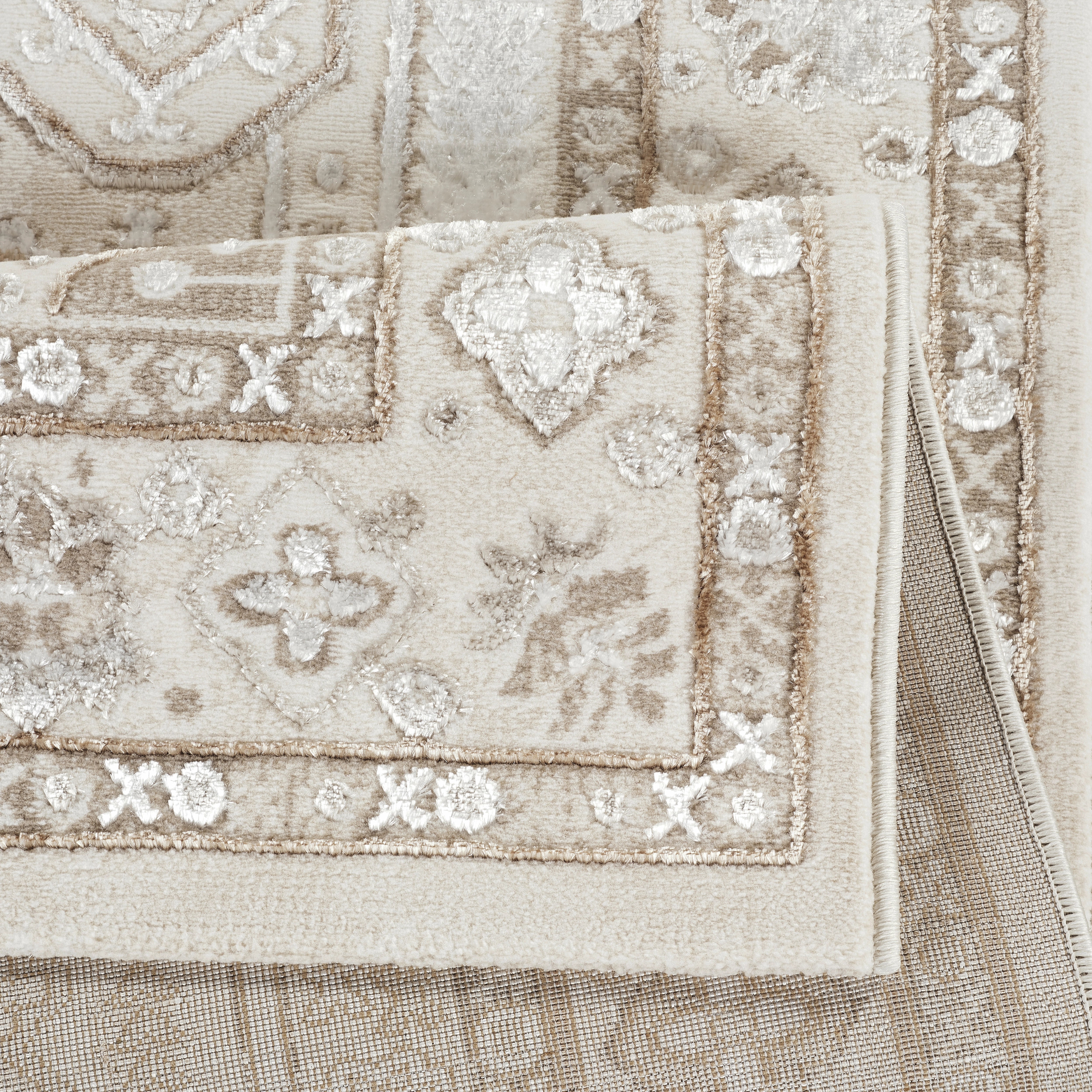 Elmaas T529A Cream White Modern Area Rug