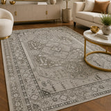 Elmaas T529A Light Grey White Modern Area Rug