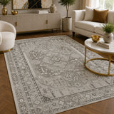 Elmaas T529A Light Grey White Modern Area Rug