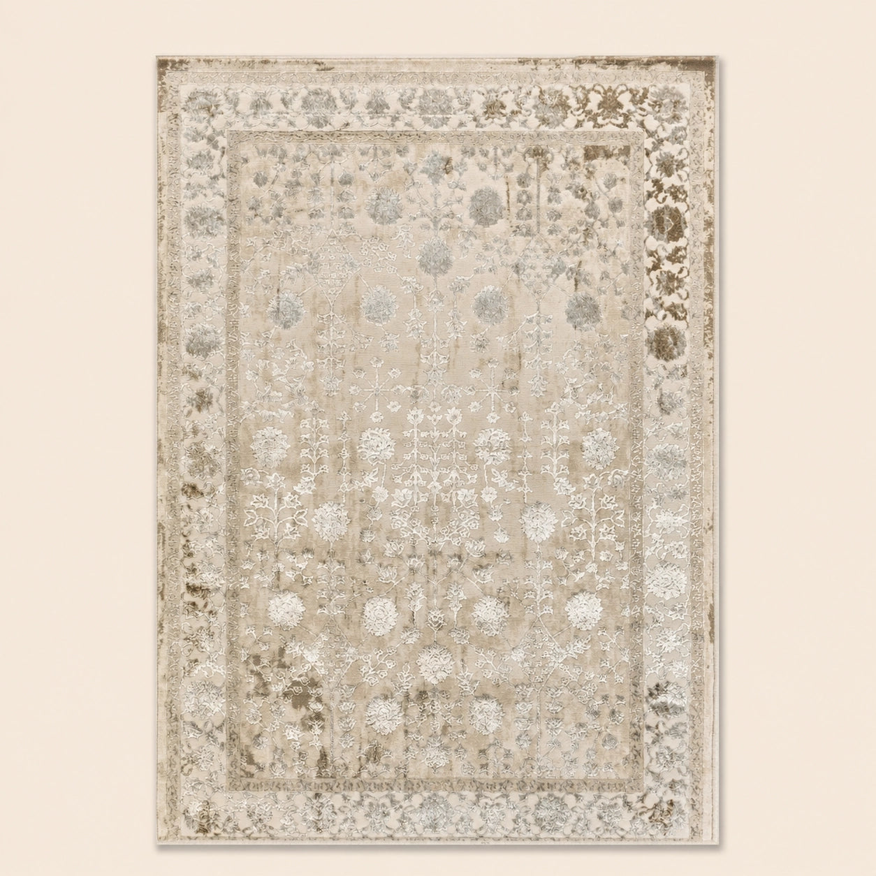Elmaas T531A Cream White Modern Area Rug
