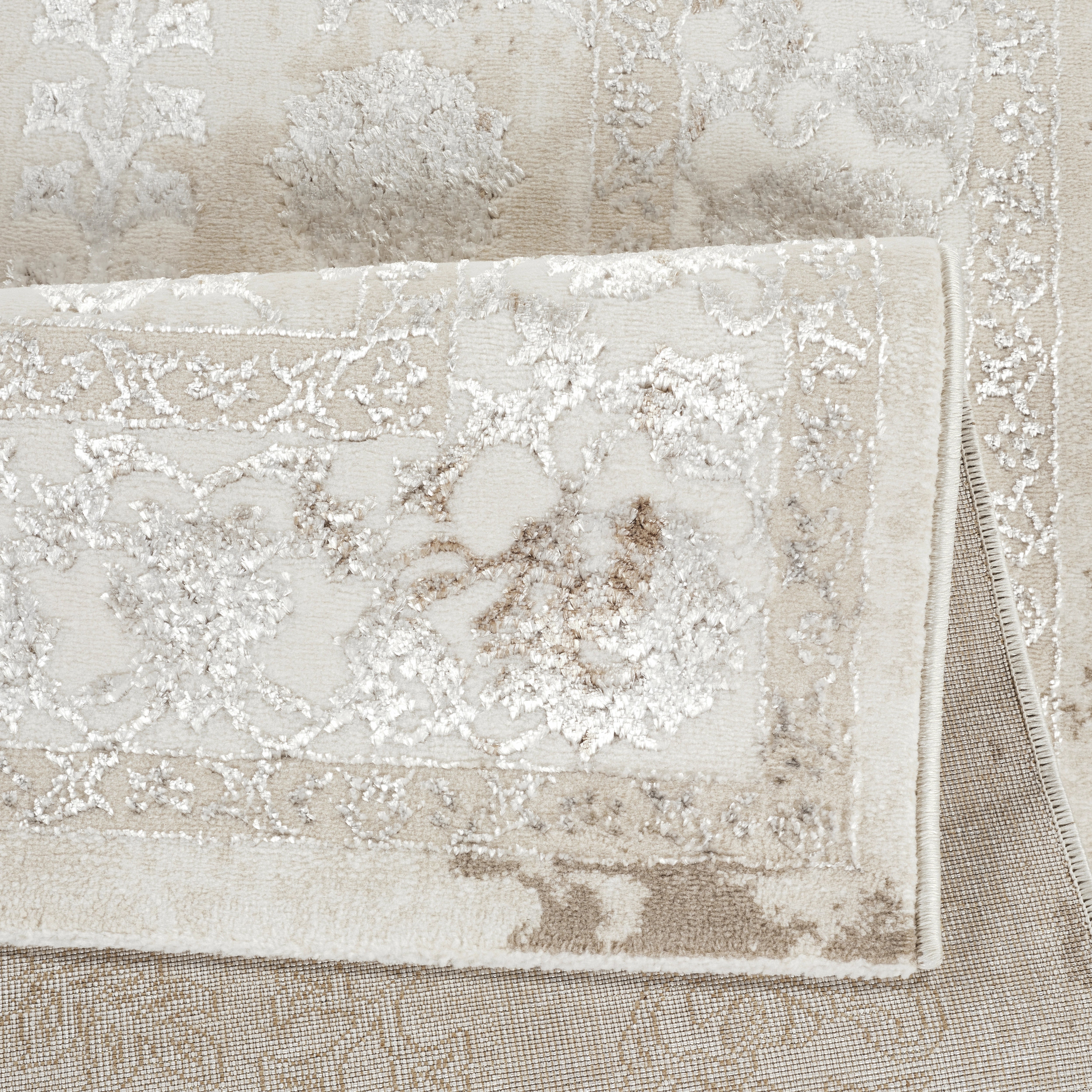 Elmaas T531A Cream White Modern Area Rug