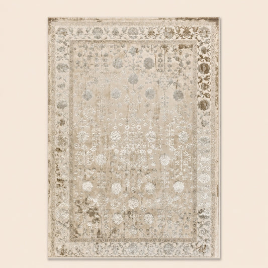 Elmaas T531A Cream White Modern Area Rug