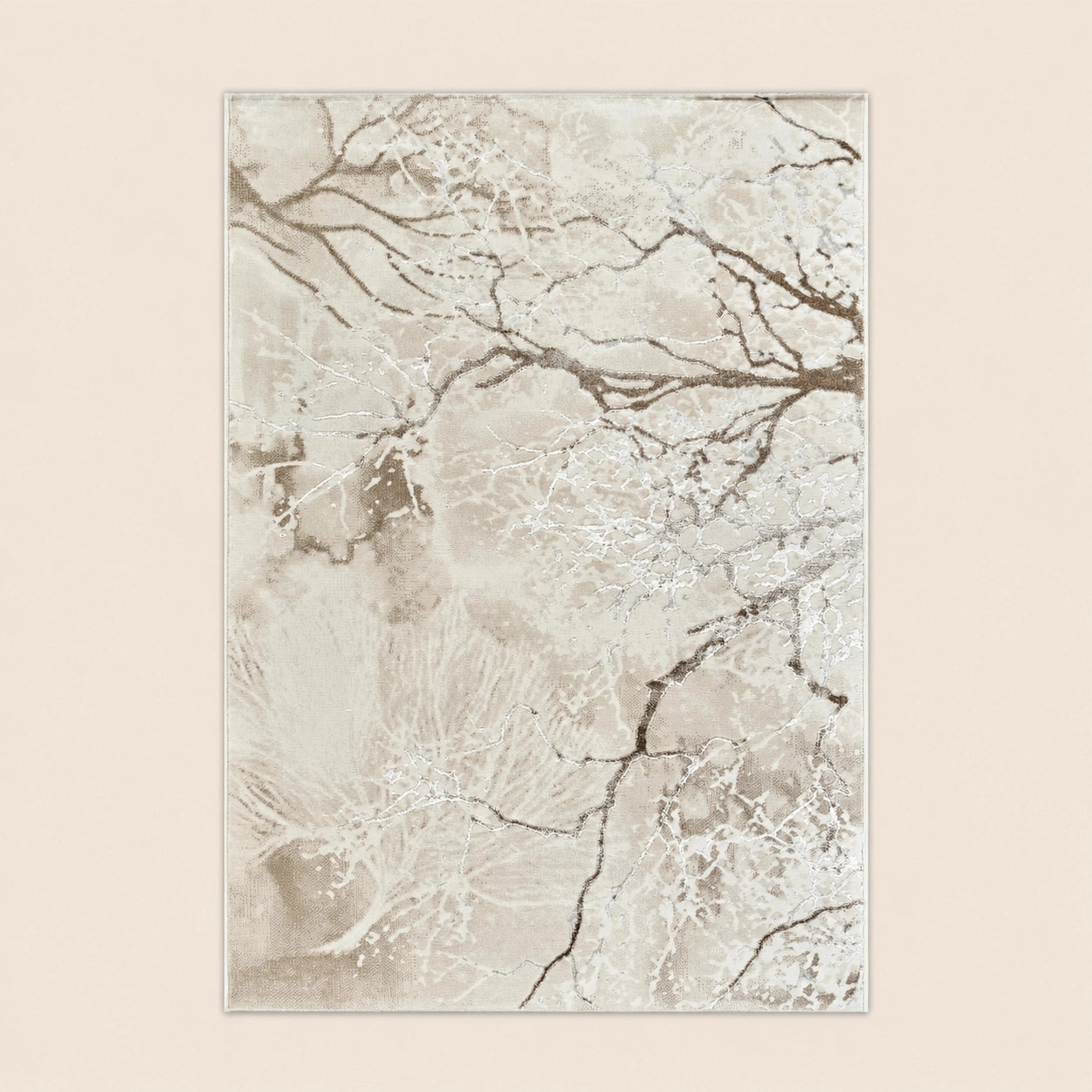 Elmaas T532A Cream White Modern Area Rug