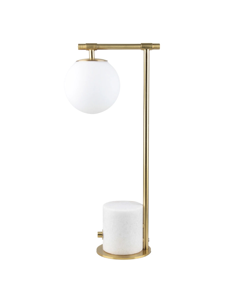 Ember Brass Table Lamp with Marble Base & Glass Globe
