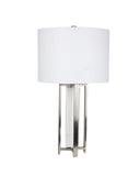 Halo Silver Table Lamp with White Marble Effect Base