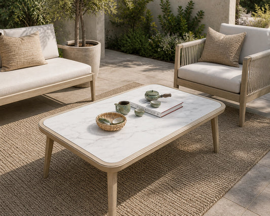 Heystar Outdoor Coffee Table Brushed Wood Grain