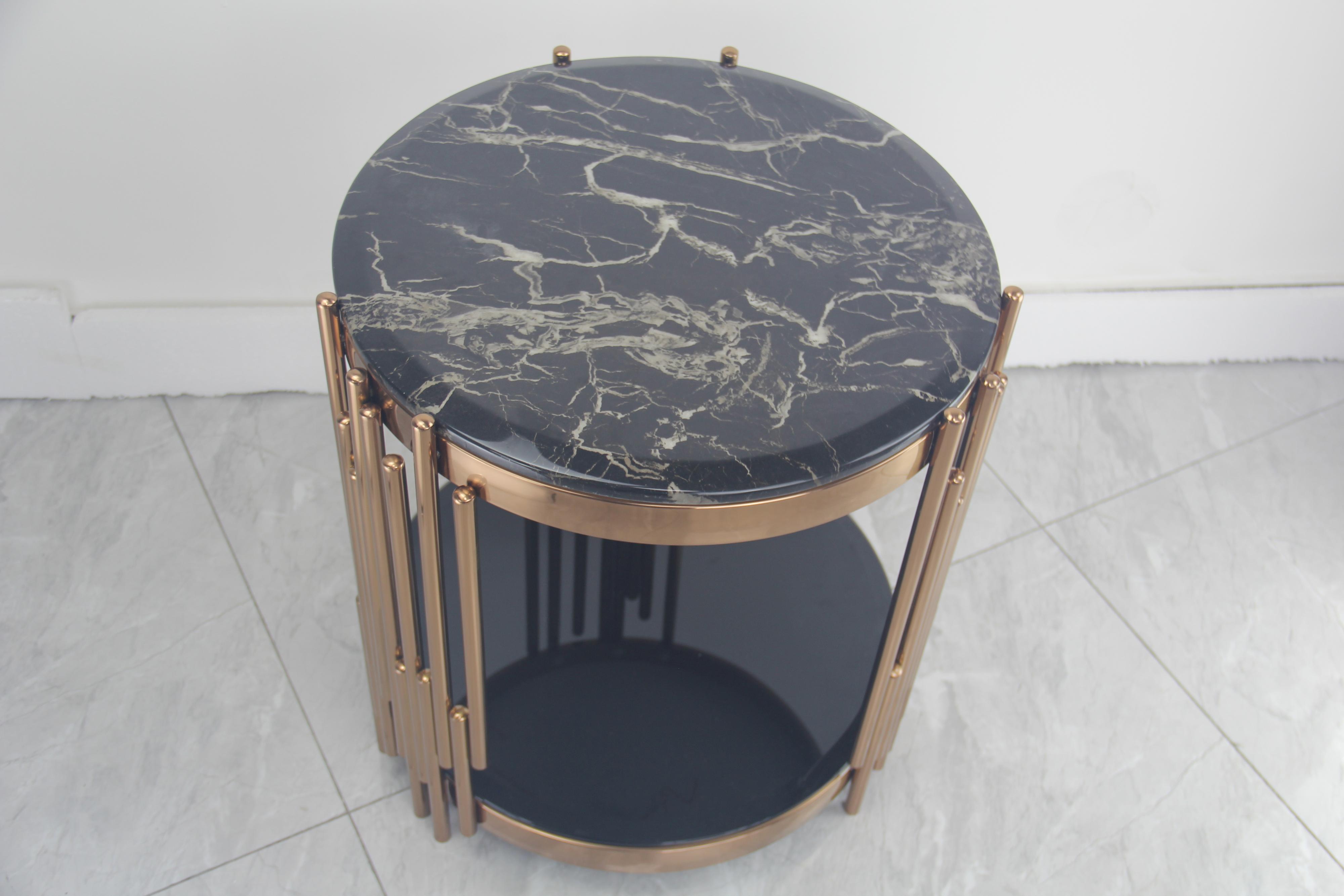 Alexis Marble Top Side Table Black Gold