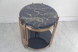 Alexis Marble Top Side Table Black Gold