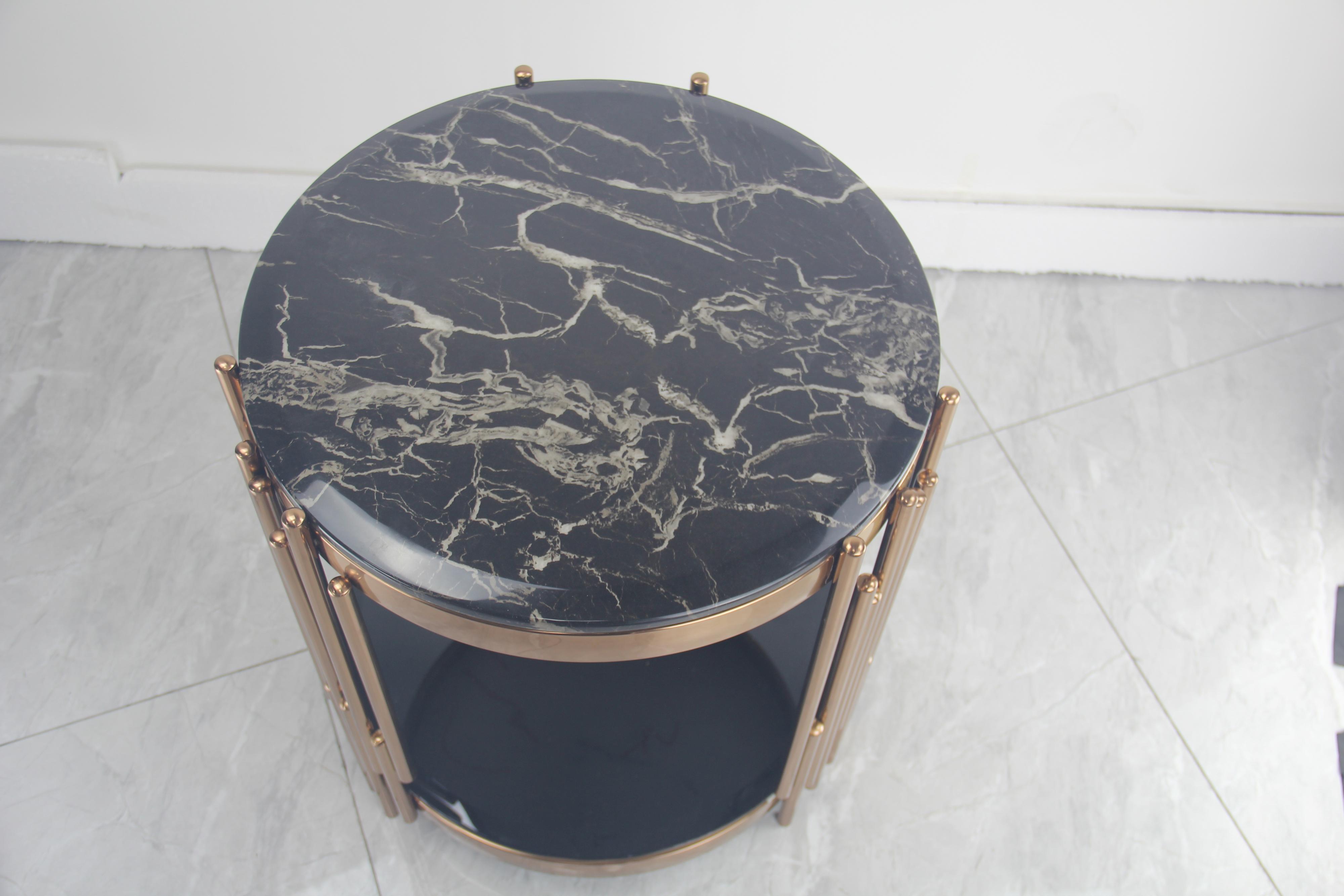 Alexis Marble Top Side Table Black Gold