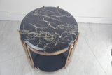 Alexis Marble Top Side Table Black Gold