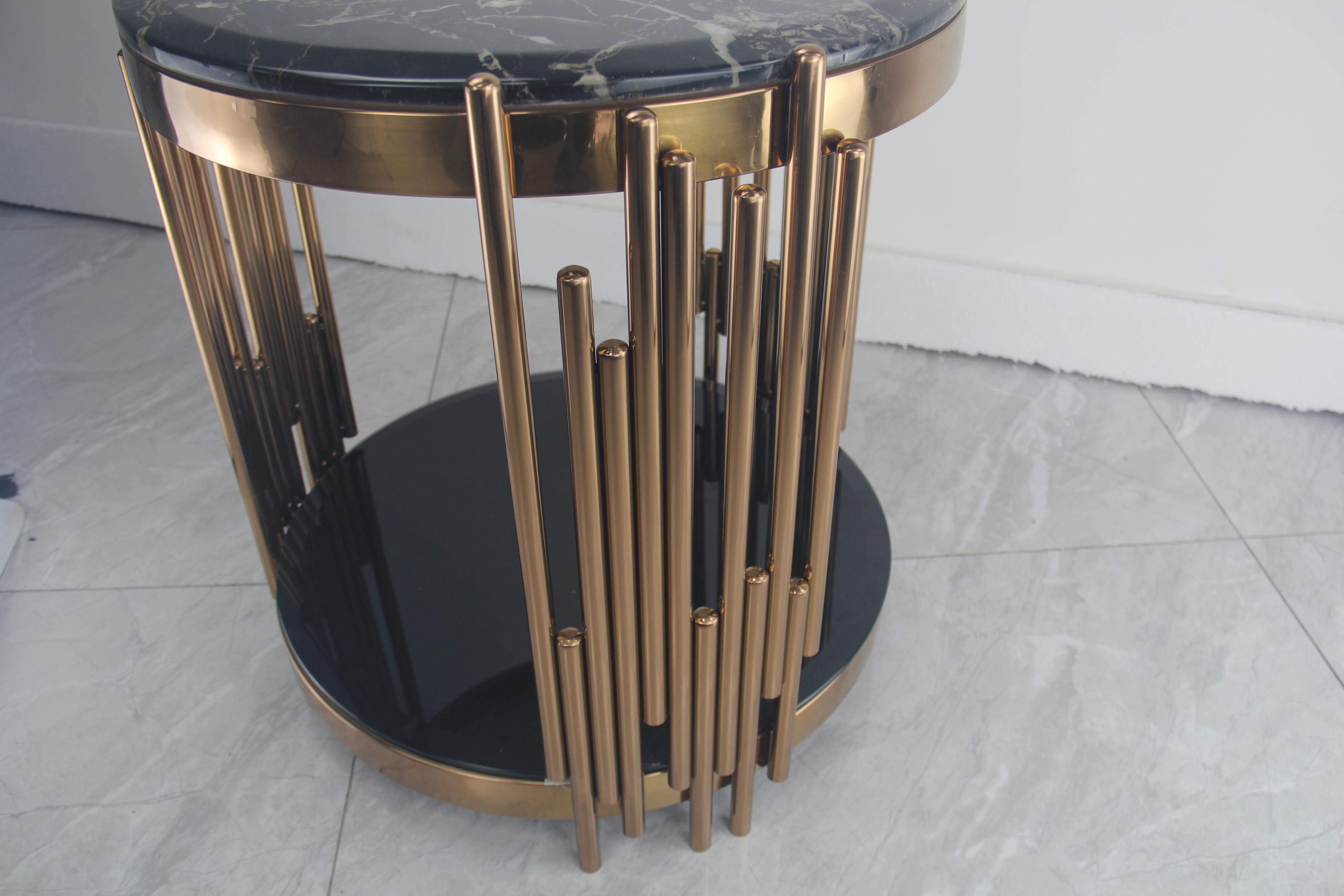 Alexis Marble Top Side Table Black Gold