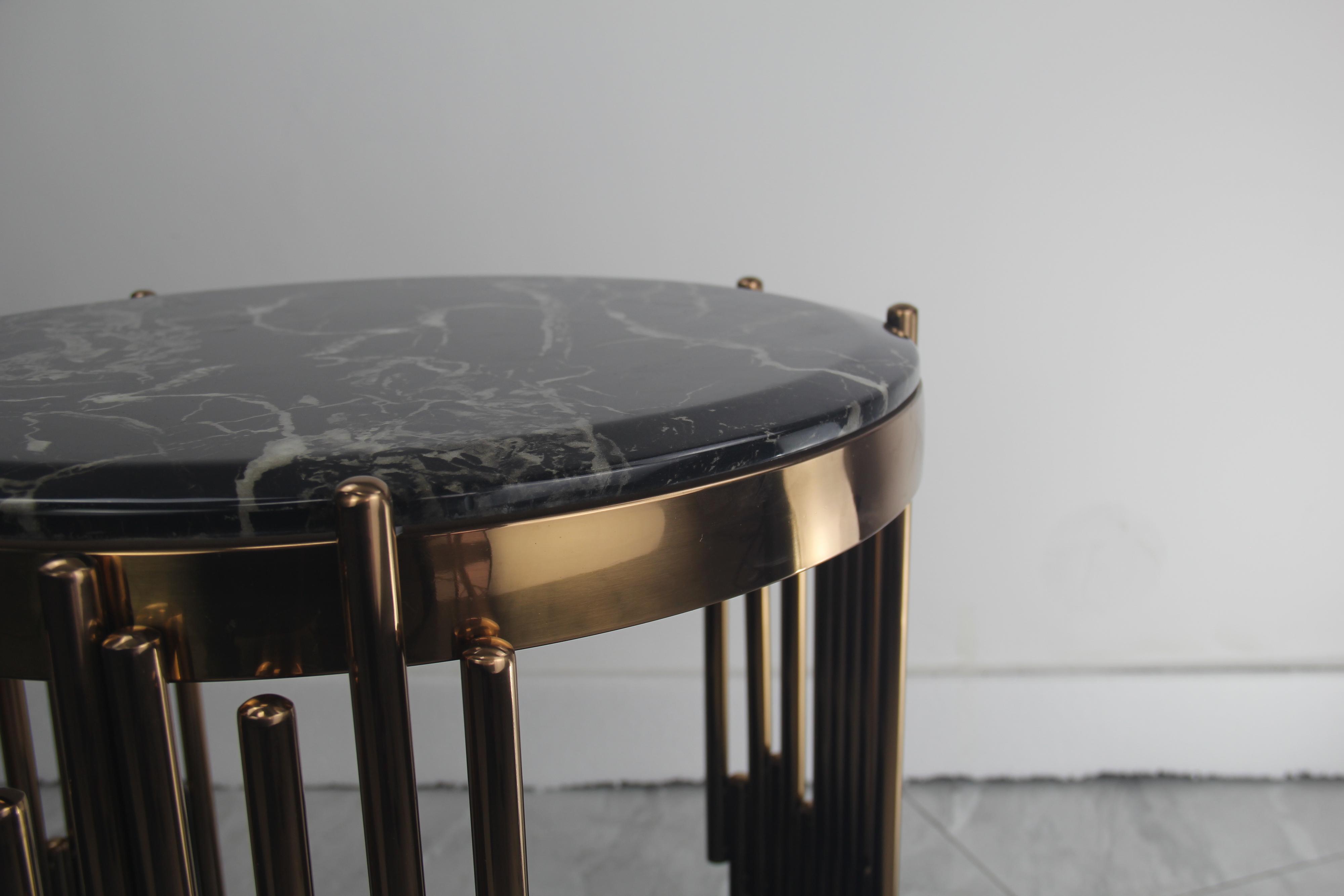 Alexis Marble Top Side Table Black Gold