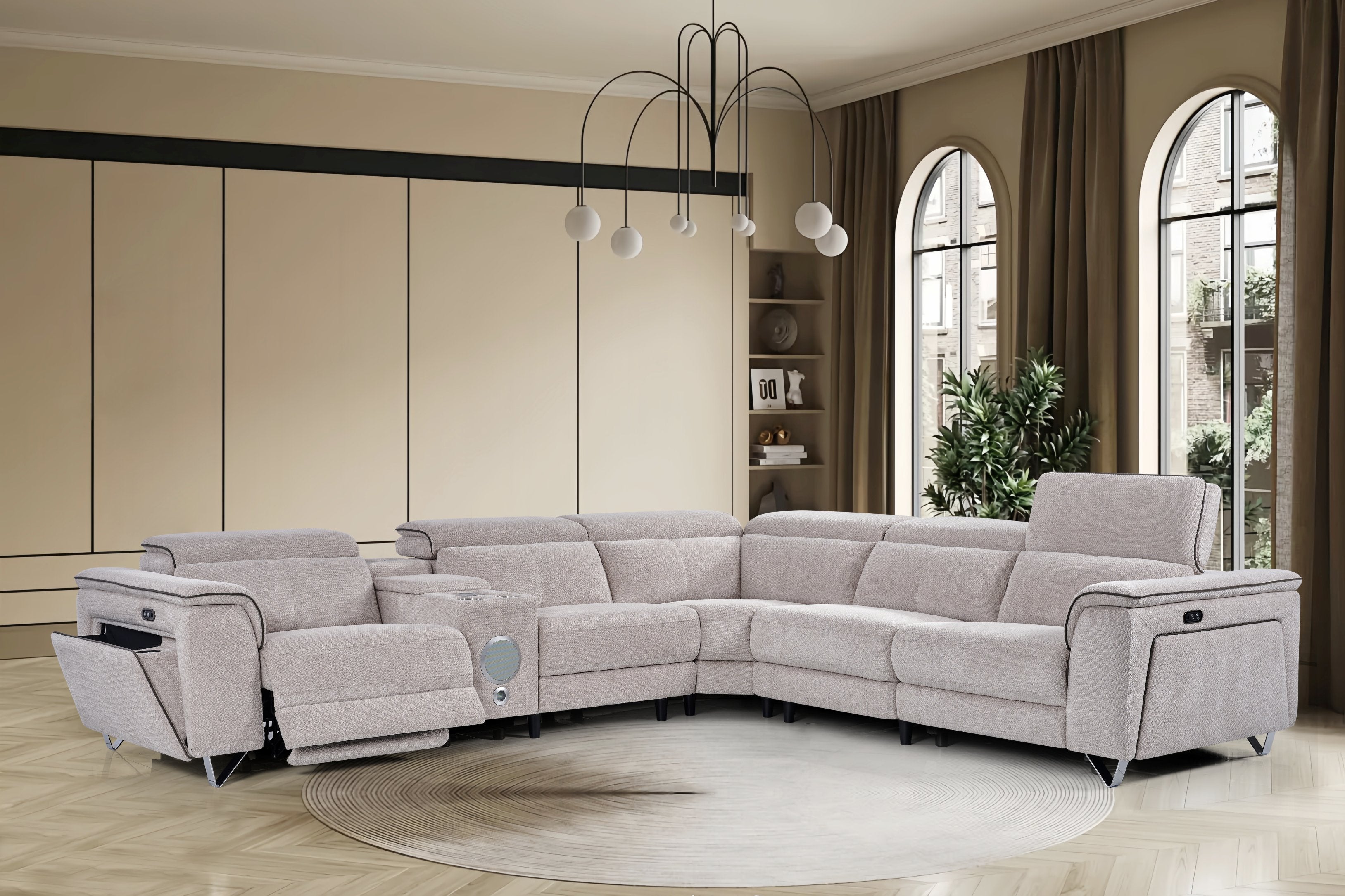 Henry Modern Fabric Recliner Corner Sofa Set Beige