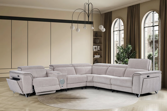 Henry Modern Fabric Recliner Corner Sofa Set Beige