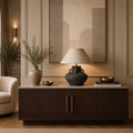 Jaime Rustic Ceramic Table Lamp with Natural Linen Shade
