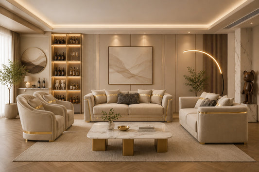 Jordan Modern Fabric Sofa Set Beige