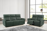 Rejuve Electronic Recliner Sofa Set in Green Thick Genuine Leather