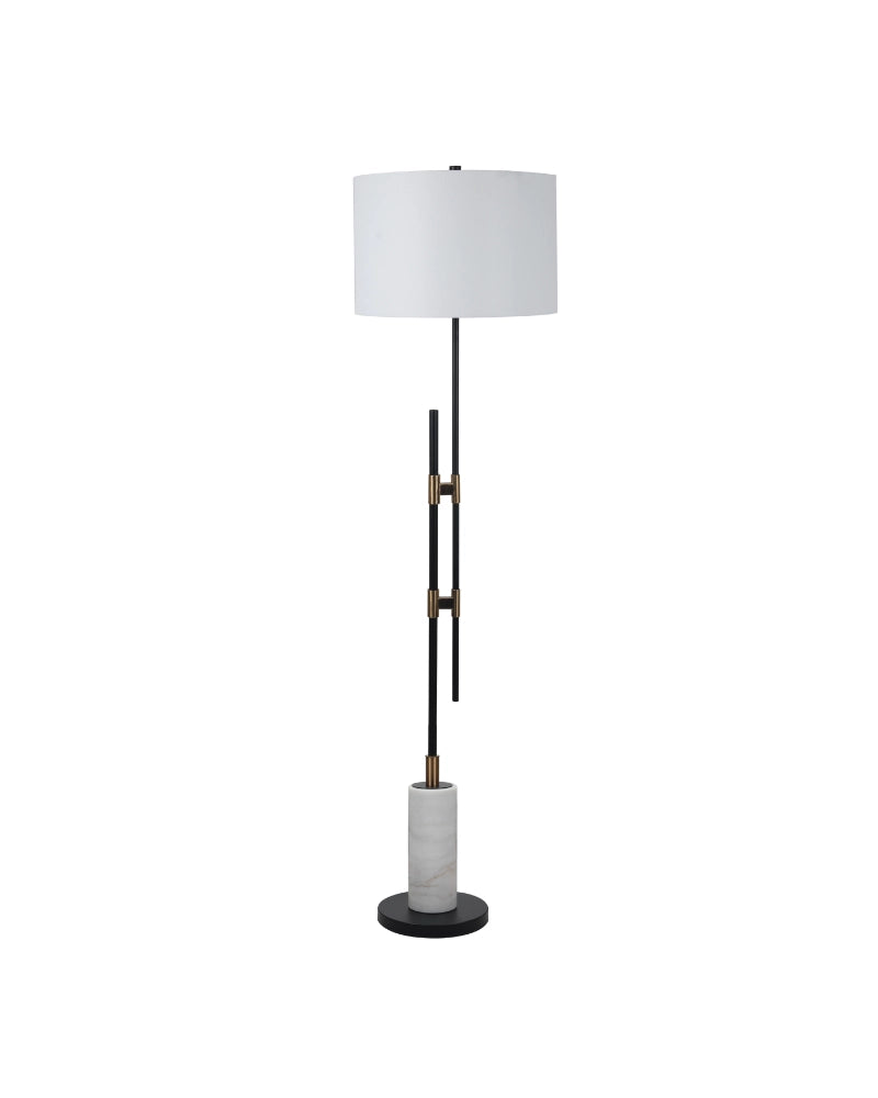 Kensington Marble Floor Lamp with White Drum Shade