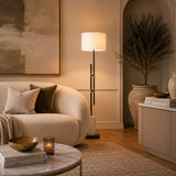 Luxury designer floor lamp with marble base and architectural frame