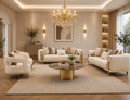 Kiama Modern Beige Velvet Sofa Set