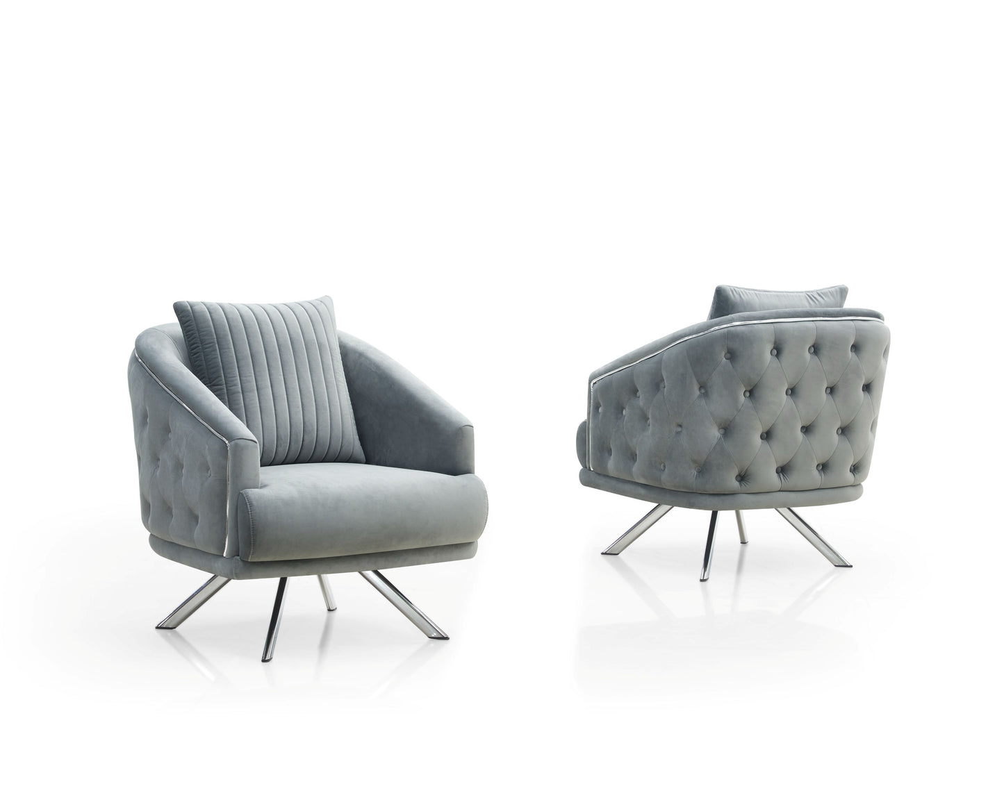 Royal Modern Fabric Sofa Set Grey