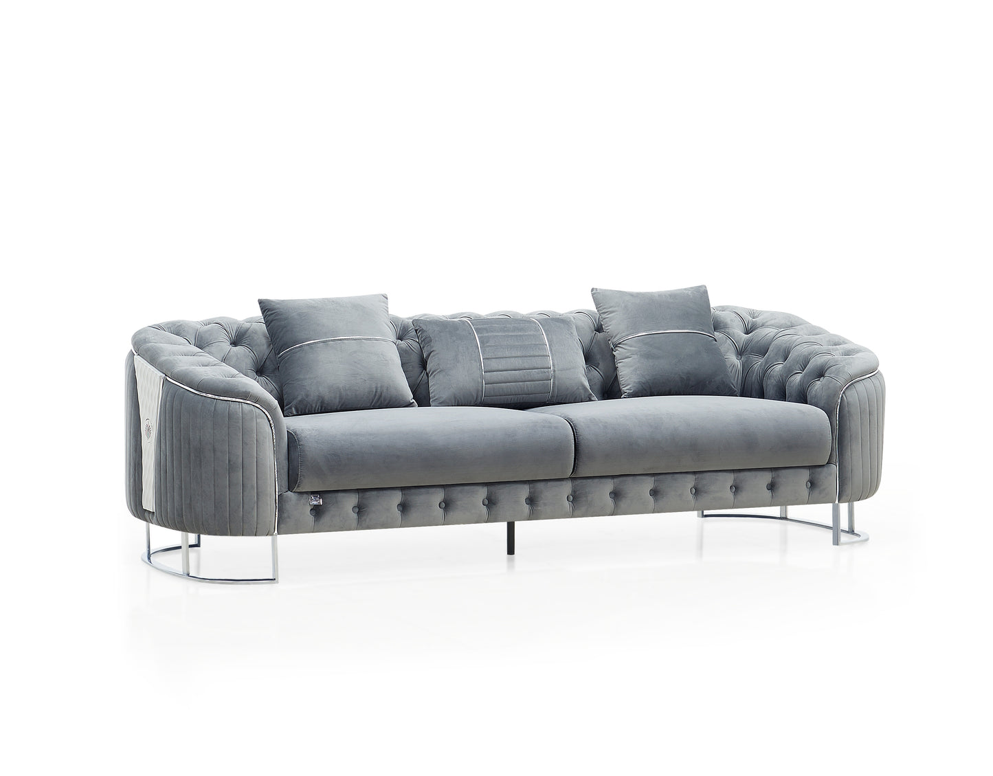 Royal Modern Fabric Sofa Set Grey