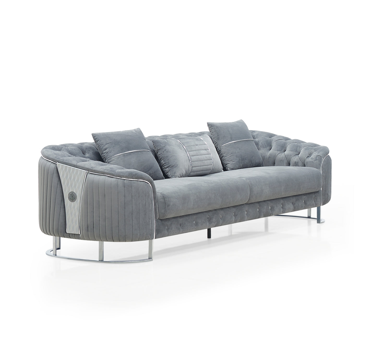 Royal Modern Fabric Sofa Set Grey