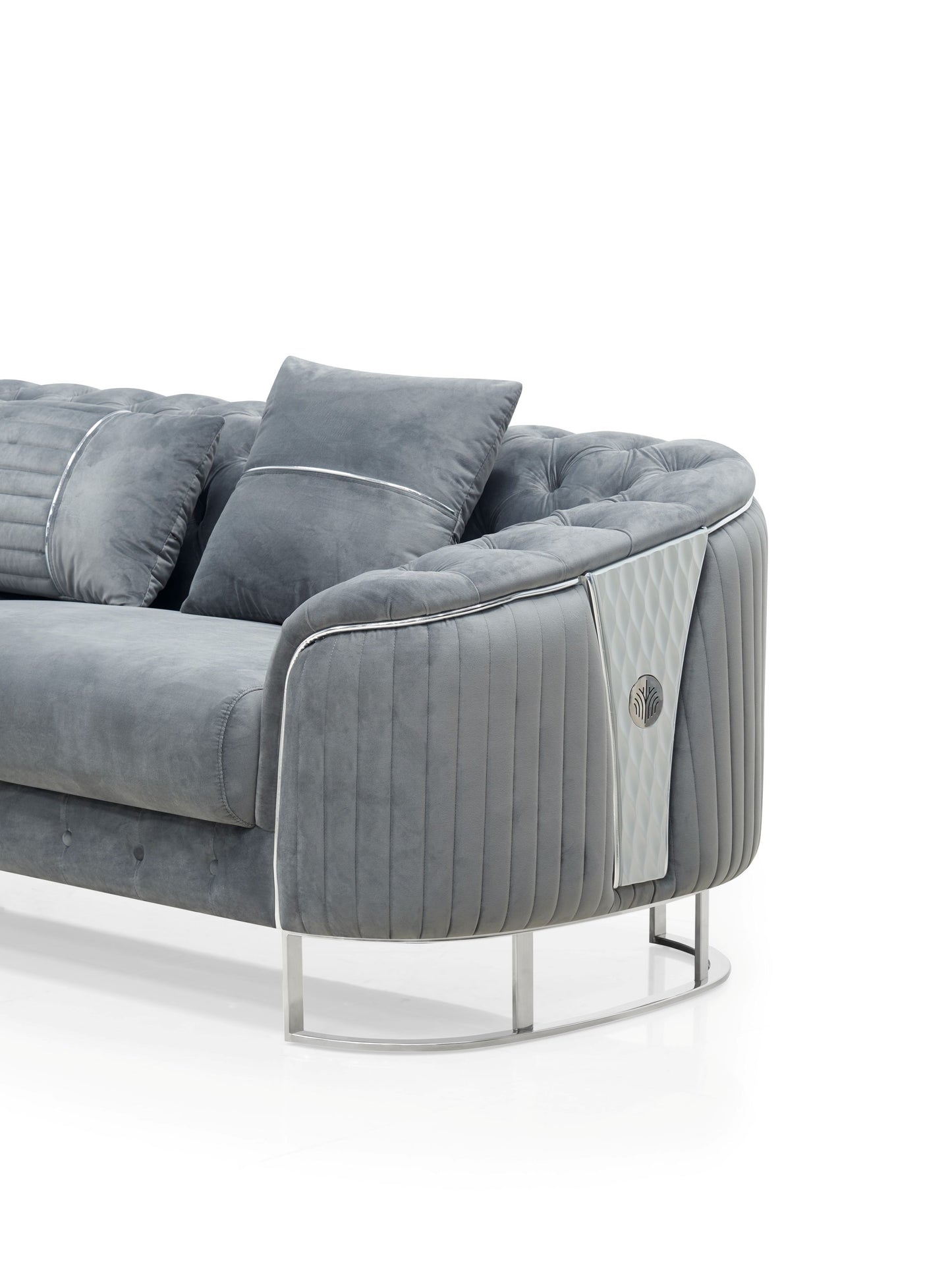 Royal Modern Fabric Sofa Set Grey