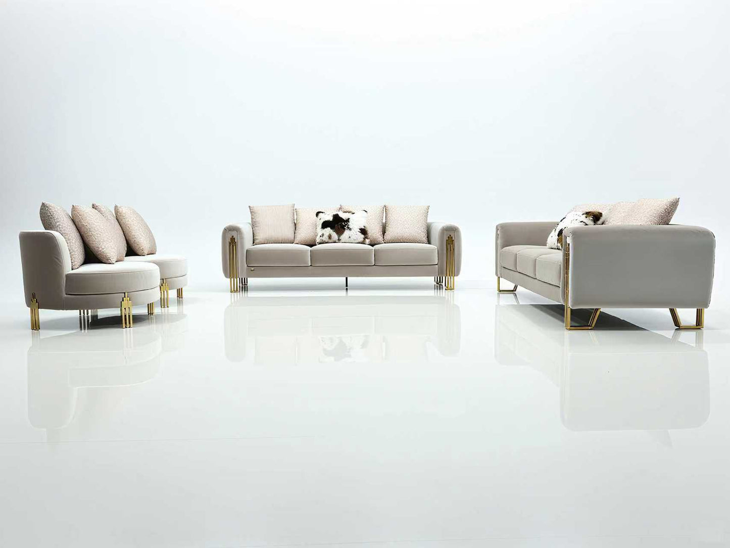 Kelly Modern Beige Velvet Sofa Set