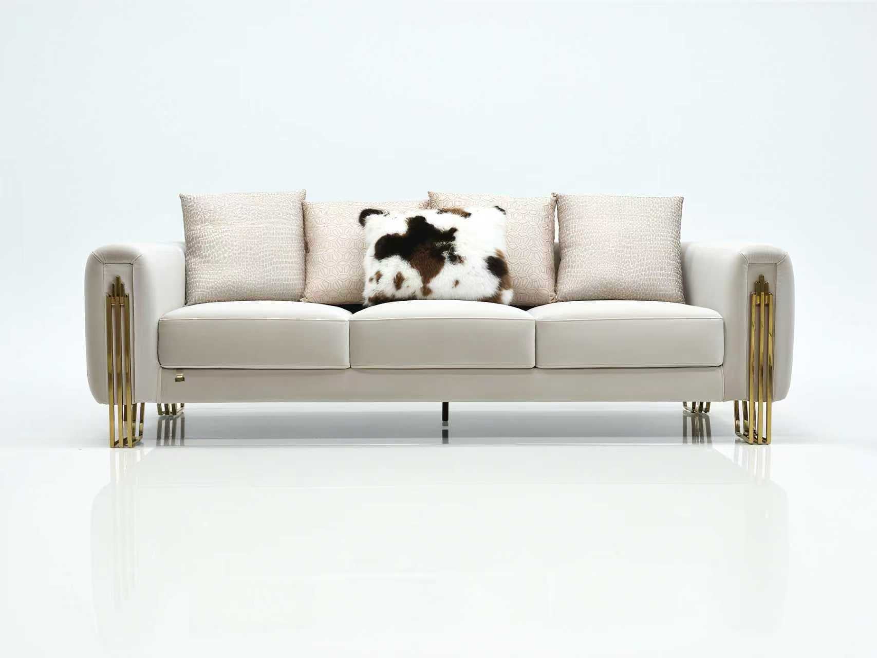 Kelly Modern Beige Velvet Sofa Set