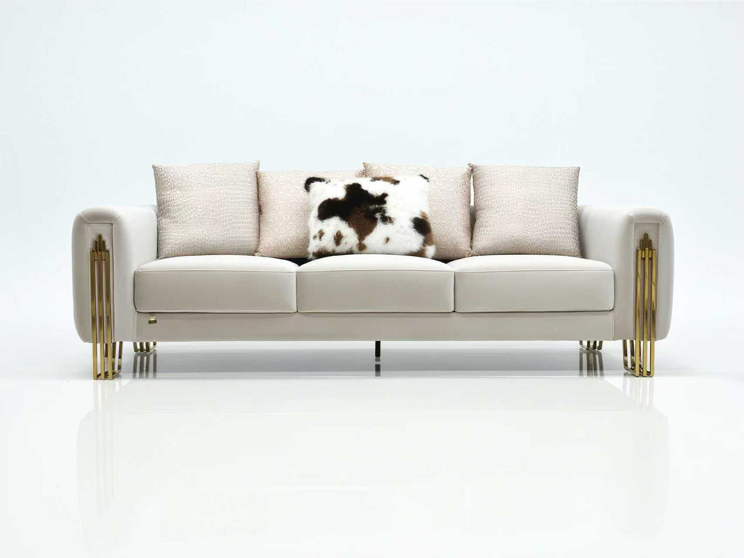 Kelly Modern Beige Velvet Sofa Set