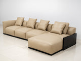 Roman 3 Seater Chaise Genuine Taupe Leather