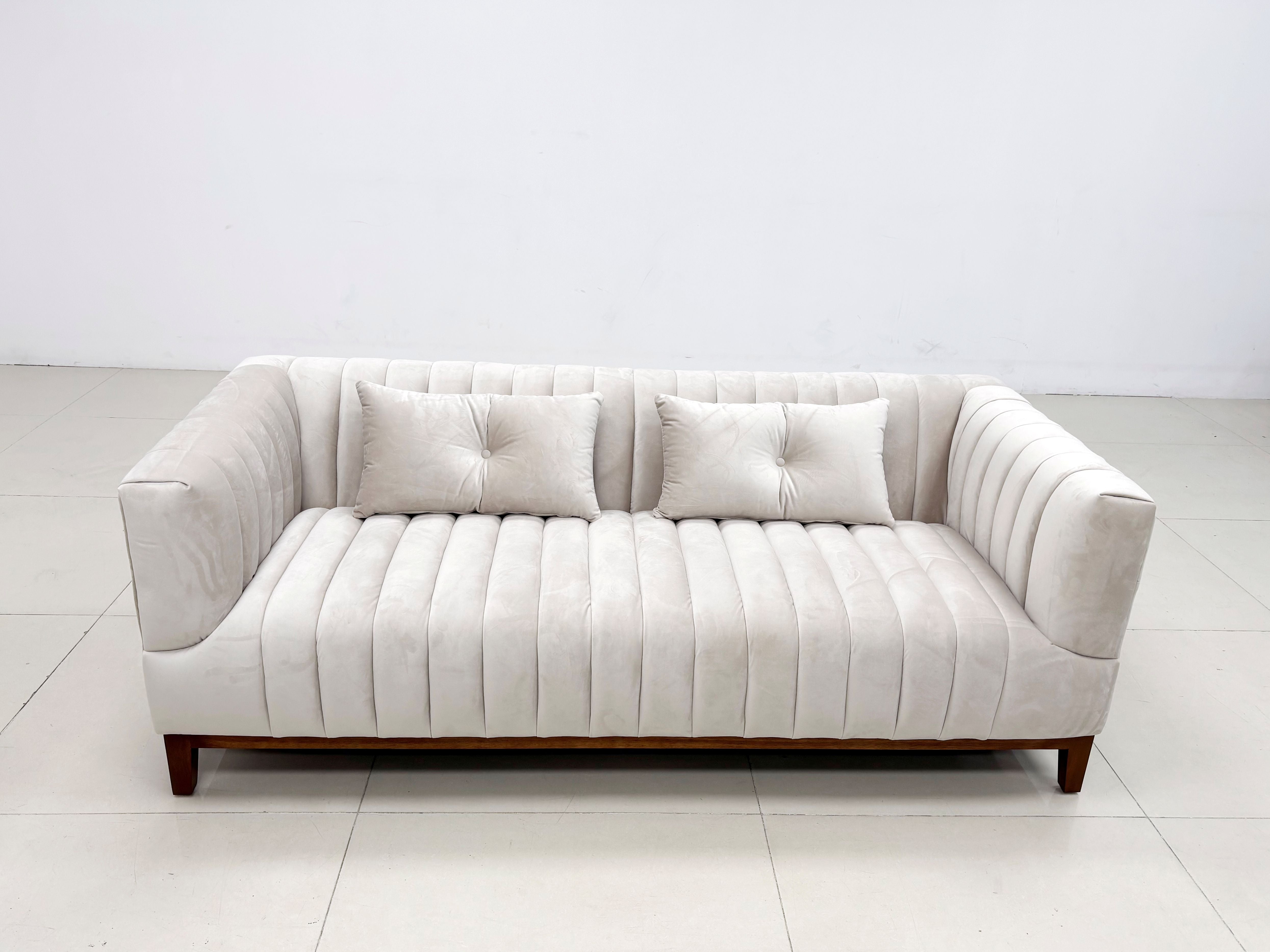 Nora Velvet Sofa Set Beige