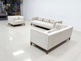 Nora Velvet Sofa Set Beige