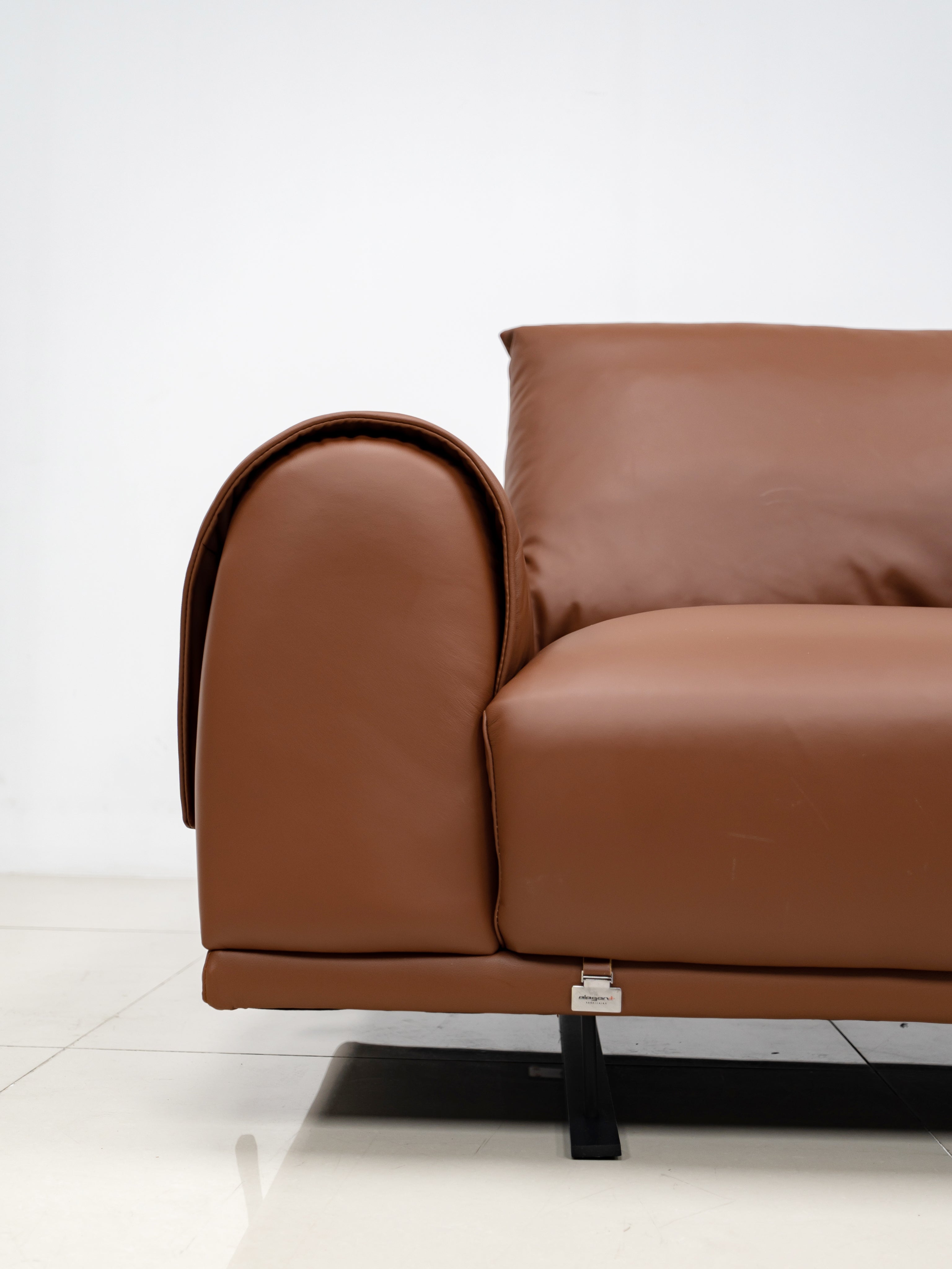 Johnny Contemporary Sofa Set in Brown Leather