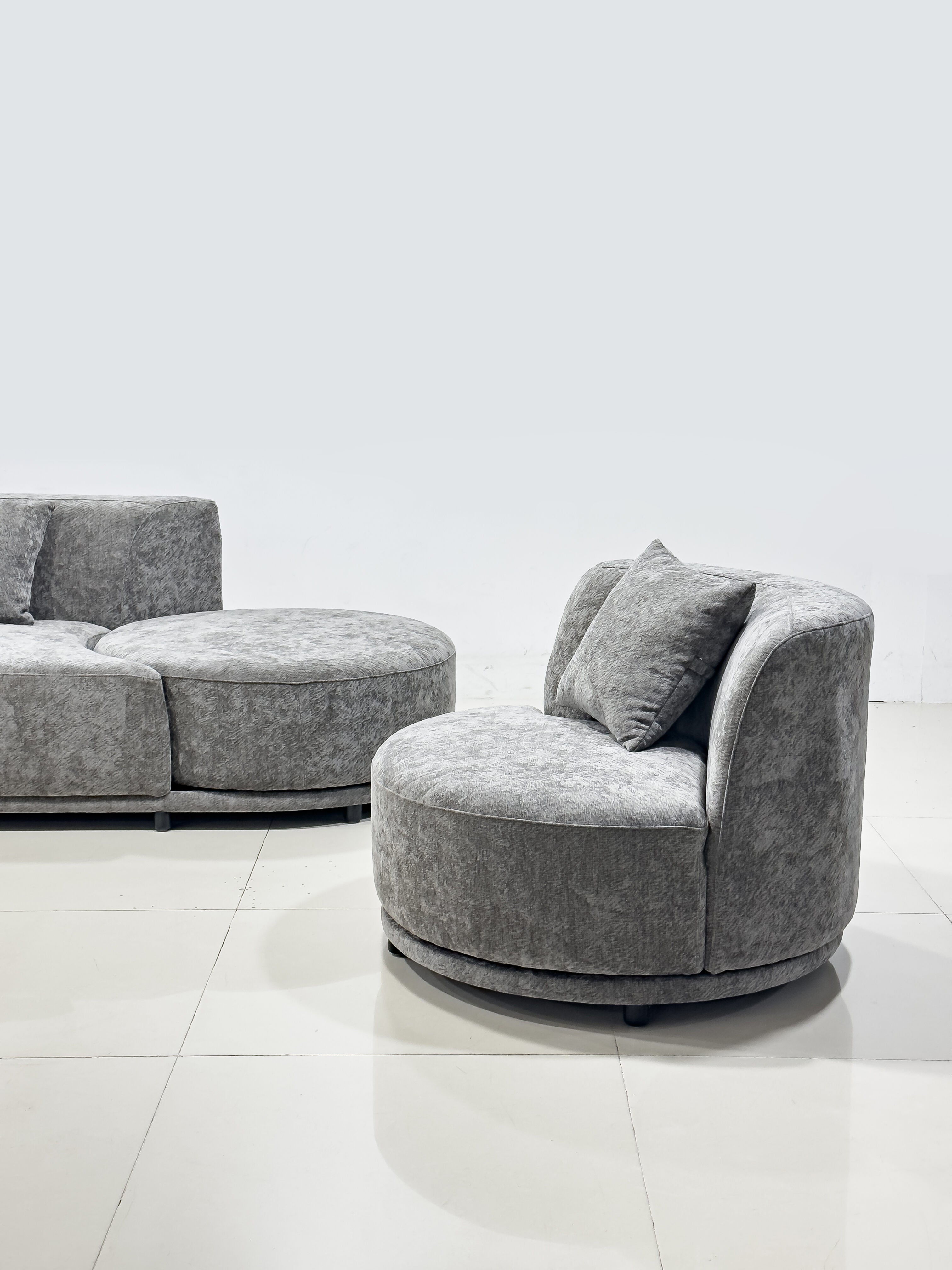 Selina Modern High Grade Chenille Fabric Sofa Set Dark Grey