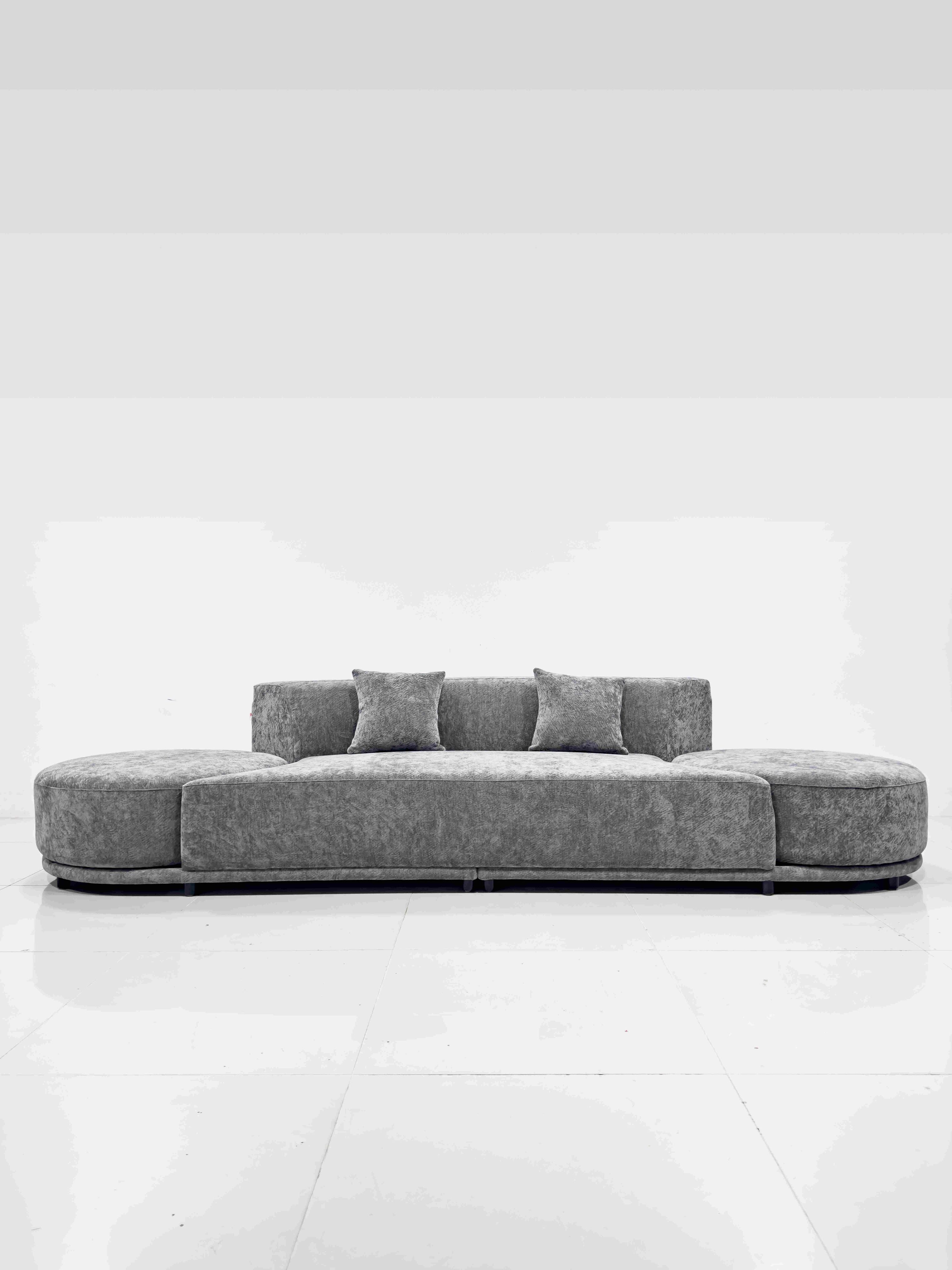 Selina Modern High Grade Chenille Fabric Sofa Set Dark Grey