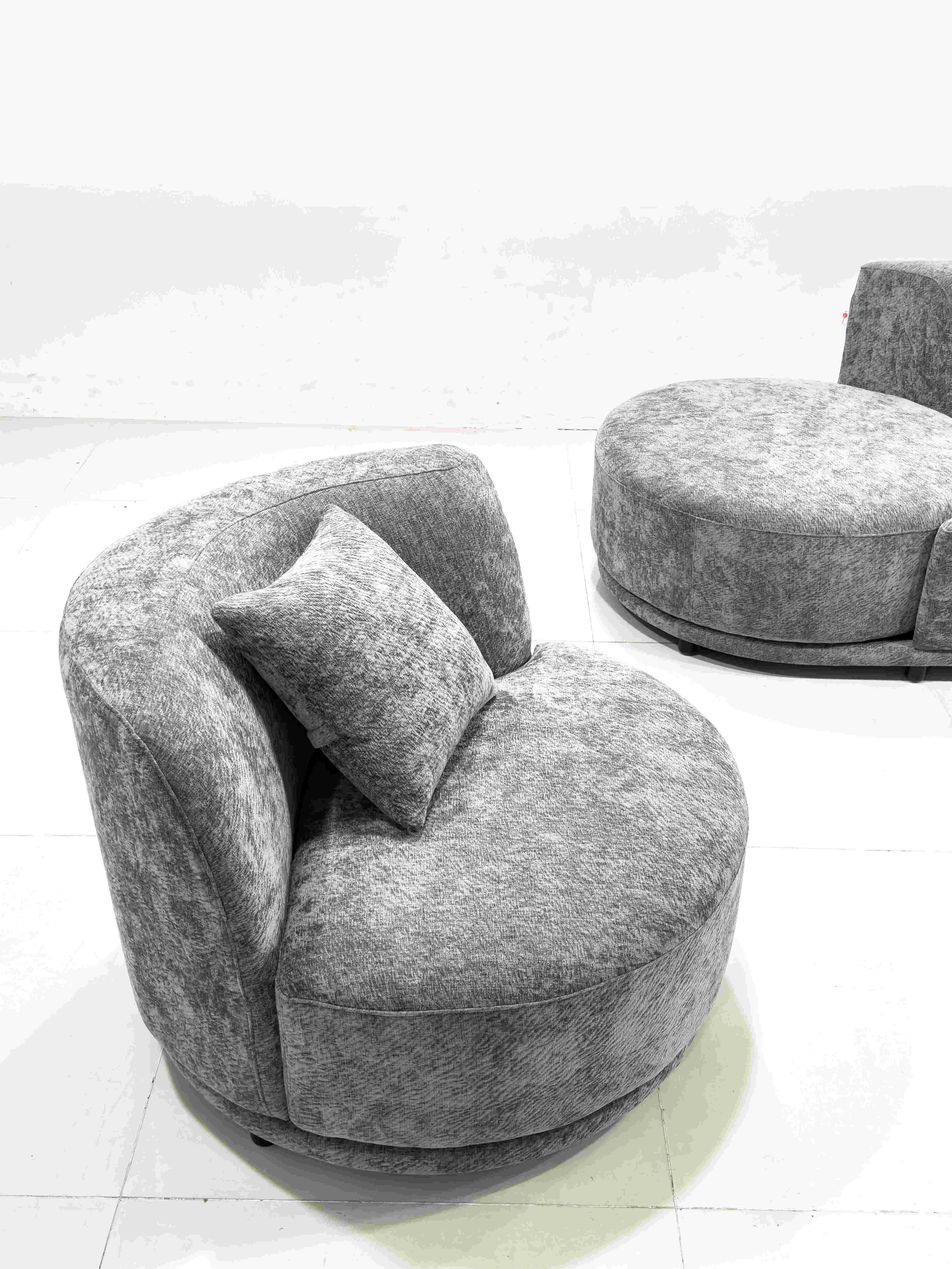 Selina Modern High Grade Chenille Fabric Sofa Set Dark Grey