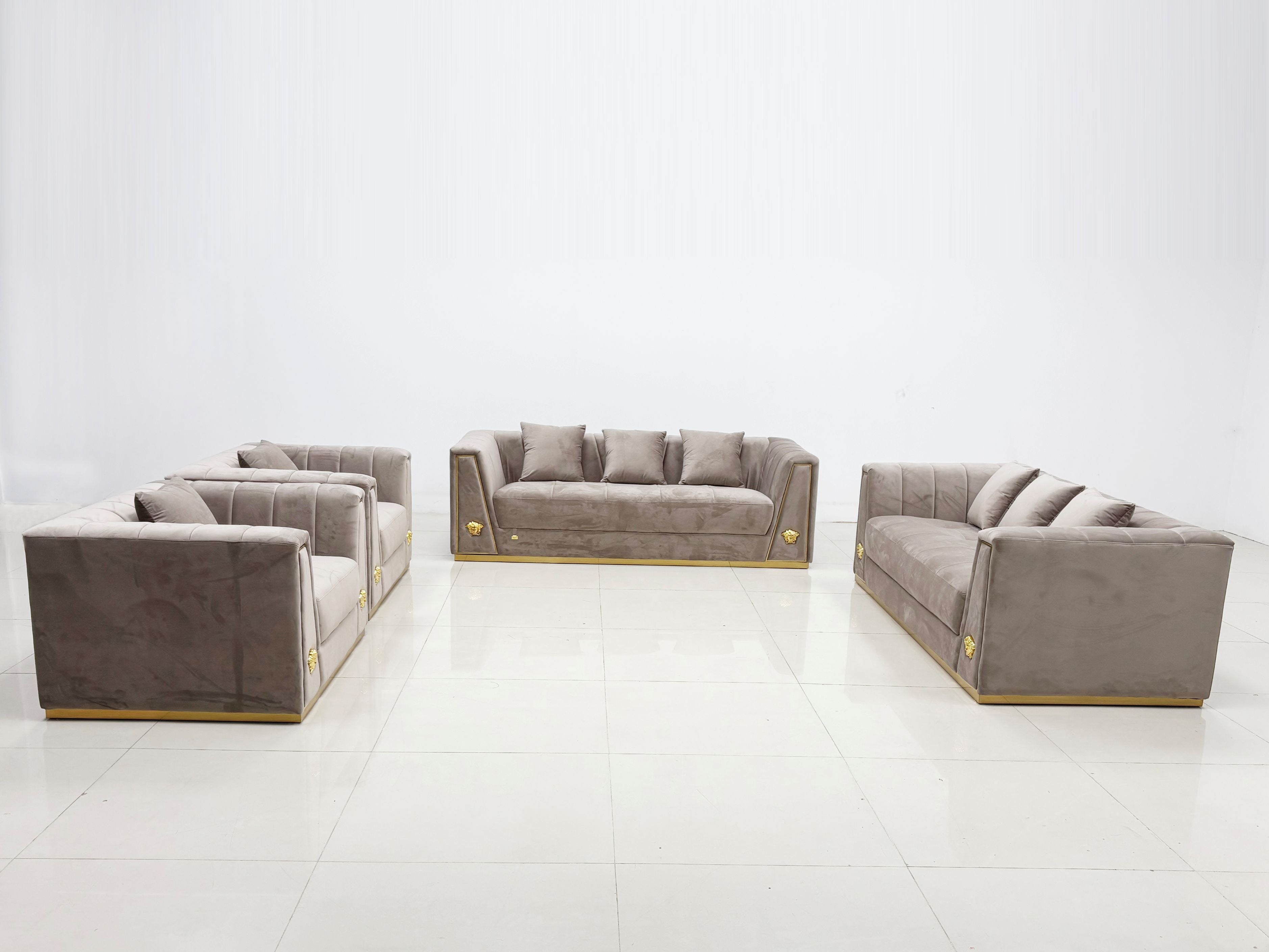 Alfora Modern Fabric Sofa Set Beige