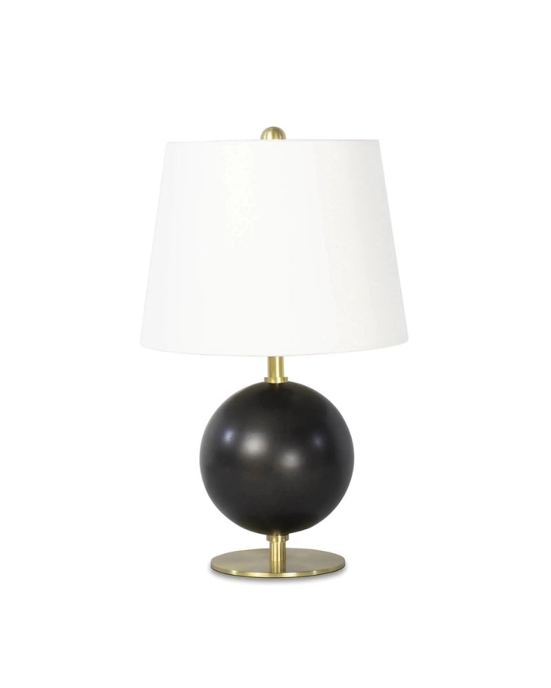 Linear Black & Brass Table Lamp with White Shade