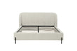 Loren Upholstered Fabric Bed Black Metal Legs Beige
