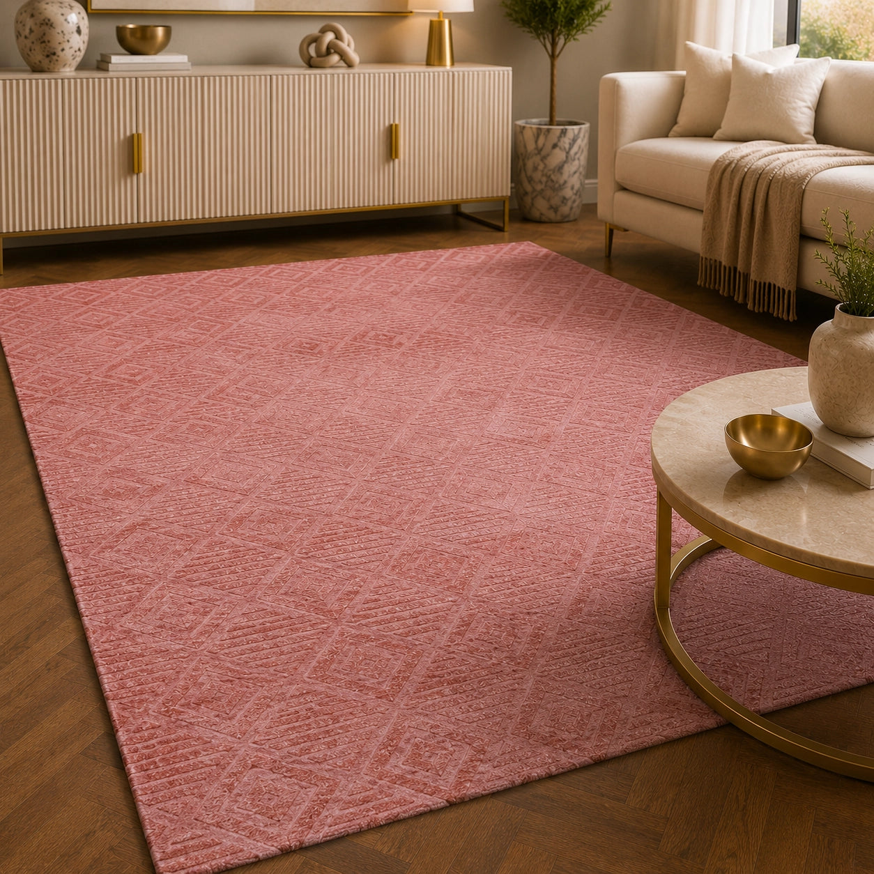 Lucca E645A Pink Modern Area Rug